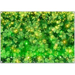 7x5ft Fabric Happy St. Patrick's Day Photography Backdrop Lucky Irish Green Shamrock Background Golden Coins Festival Party Decorations Photo Banner Gifts