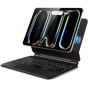 SmartConnector ipad Magic Keyboard for iPad Pro 11 inch (M4) 2024,Ultra Low Latency,No Battery Required,RGB Backlight,Magnetic levitation Bracket Intelligent iPad Magic Keyboard,Black