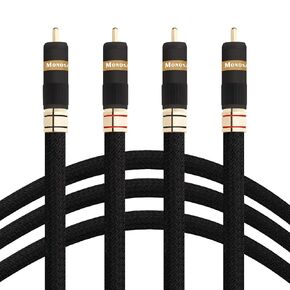 Monosaudio 17AWG Audiophile RCA Cable RCA Balanced Audio Cable OFC Copper Gold Plated RCA Interconnect 2RCA Male to 2RCA Male Signal Cable for Audio,Home Theater, HDTV, Amplifiers, Speakers(2M/6.5Ft)