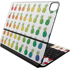 Carbon Fiber Skin Compatible With Apple Magic Keyboard for iPad Air 13-inch (M2) 2024 - Rainbow Pineapples - Premium 3M Vinyl Protective Decal Cover - Easy To Apply | Crafted in the USA by MightySkins