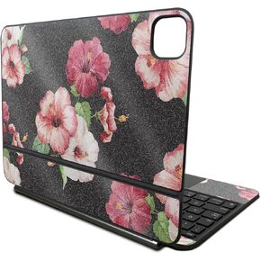 Glossy Glitter Skin Compatible with Apple Magic Keyboard for iPad Pro 11‑inch (M4) 2024 - Hibiscus - Premium 3M Vinyl Protective Wrap Decal Cover - Easy to Apply | Crafted in The USA by MightySkins