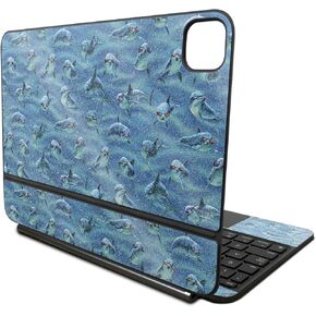 Glossy Glitter Skin Compatible with Apple Magic Keyboard for iPad Pro 11‑inch (M4) 2024 - Dolphin Gang - Premium 3M Vinyl Protective Decal Cover - Easy to Apply | Crafted in The USA by MightySkins