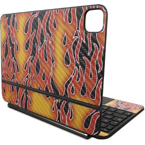 Carbon Fiber Skin Compatible with Apple Magic Keyboard for iPad Pro 11‑inch (M4) 2024 - Hot Flames - Premium 3M Vinyl Protective Wrap Decal Cover - Easy to Apply | Crafted in The USA by MightySkins