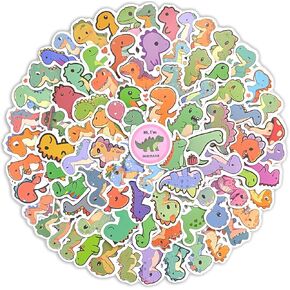 Cute Dinosaur Stickers - 100 Pcs Waterproof Vinyl Cartoon Dinosaur Stickers for Water Bottle, Laptop, Phone Case, Cup, Guitar - Cute Dino Stickers for Kids, Teens & Adults