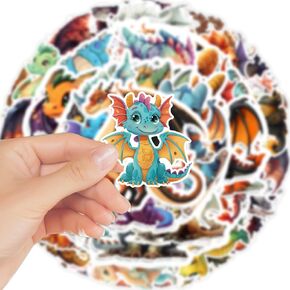 3D Dragon Stickers for Kids: 50Pcs Waterproof Vinyl Dragon Sticker for Laptops, Cartoon Pterosaur Sticker Fantasy Magical Wings of Dragon Sticker for Teens Water Bottle Party Favors Deoration