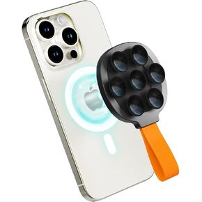 Magnetic Suction Cup Phone Mount, Ultra-Comfort Silicone Suction Grip Holder Stand for MagSafe, Hands-Free Mirror Shower Phone Holder Mount for TikTok/Video/Selfies/Shower
