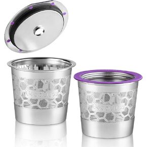 2 Stainless Steel Reusable K Cups for Keurig Coffee Makers - Compatible with K-Classic, K-Compact, K-Select, K-Elite, K-Latte, K-Cafe and both 1.0 and 2.0 models
