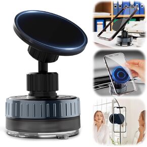 Suction Cup Phone Holder, Vacuum Glass Mirror Adsorption Magnetic Suction Cup Car Phone Mount, 720° Rotation Portable Magnetic Phone Holder for Windshield Dashboard