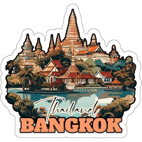 Bangkok Thailand Sticker Travel Outdoors Decal Vinyl Small Waterproof for Water Bottle Mug Passport Book Scrapbook Notebook Laptop Tumbler Skateboard Computer Phone Size - 4"×4"