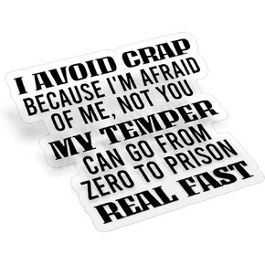 (3Pcs) I Avoid Crap Because I'm Afraid Of Me Not You Clear Sticker Sarcastic Funny Quote Saying Decal Waterproof Vinyl Stickers Adult for Laptop Kindle Car Tumbler Water Bottle Skateboard - Size 3"x3"