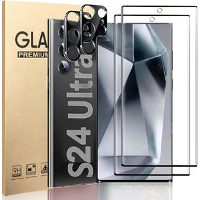 [2+2 Pack] بالنسبة إلى Samsung Galaxy S24 Ultra 5G شاشة الحامي ، واقي عدسة الكاميرا الزجاجية ، ودعم البصمات الحساسة ، ودعم البصمات ، و 9 ساعات. in Kuwait