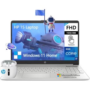 HP 15.6 Laptop Touchscreen Computer, FHD 15 Inch Laptop Touch Screen, Intel Core i7 Lifetime Microsoft Office Included, 64GB RAM 2TB SSD, Thin Light Notebook PC|Windows 11|10 Key Number Pad|HDMI|USB-C