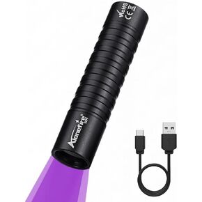 ALONEFIRE SV99 365nm UV Flashlight Small 3W Mini Black Light USB C Rechargeable Money Detector for Pet Urine Detector, Scorpion, Resin Curing, Bed Bug, Fishing, Minerals with Built-in Battery