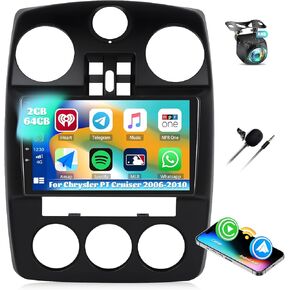 2+64G Android 13 Car Stereo for Chrysler PT Cruiser 2006-2010 with Wireless Carplay Android Auto,9" Touchscreen Car Radio with WiFi GPS Mirror Link Bluetooth EQ FM RDS SWC + Backup Camera