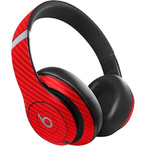 MightySkins Carbon Fiber Skin Compatible with Beats Studio Pro - Solid Red | Protective, Durable Textured Carbon Fiber Finish | Easy to Apply, Remove, and Change Style