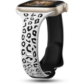CreateGreat Slim Leopard Engraved Bands Compatible with Apple Watch Band 41mm 40mm 38mm 49mm 46mm 45mm 44mm 42mm Women, Cheetah Silicone Strap for iWatch Series 10 9 8 7 6 5 4 3 2 1,Ultra,SE