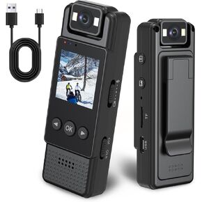 Body Camera with 1.3in Screen, Mini Portable Camcorder, 1080P HD Sport Camera with Night Vision, Motion Detection, Wearable Bodycam for Law Enforcement, Security Guards, Sports (SD Card Not Included)