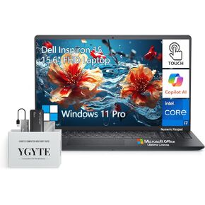 Dell Inspiron 15 3000 Touchscreen Laptop Computer, 15.6 Inch FHD Touch Screen Laptop Notebook PC, Intel Core i7, 64GB RAM 2TB SSD+512GB PSSD, Windows 11 Pro Copilot AI Lifetime Office,10Key Number Pad