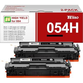 054H 054 Black Toner Cartrige Set: 2 Pack High Yield Replacement for Canon 054h 054 Black Toner Work with Canon MF642Cdw MF644Cdw MF641Cdw MF644Cdw LBP622Cdw Printer, Ink Cartridge 054 H Black