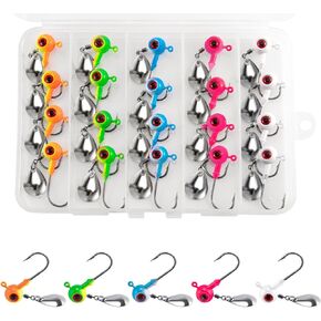 20-Pack Underspin Jig Heads for Fishing 1/8oz 3/16oz 1/4oz, Stand Up Crappie Bass Fishing Jig Head with Spinner Blade, Walleye Jigs Trout Panfish Lures Jigs Heads Hooks Freshwater Saltwater
