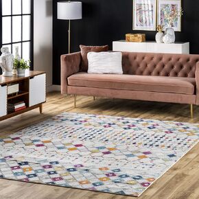 nuLOOM Oval 5x8 Moroccan Blythe Area Rug, Multicolor, Faded Bohemian Design, Stain Resistant, For Bedroom, Dining Room, Living Room, Hallway, Office, Kitchen, Entryway