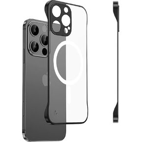 Slim Case for iPhone 16 Pro Max Magsafe, Ultra Thin Magnetic Shockproof Cover, Anti-Yellow Frameless Case for Apple 6.9 inch 2024 5G with Mag Safe Wireless Charging, Black