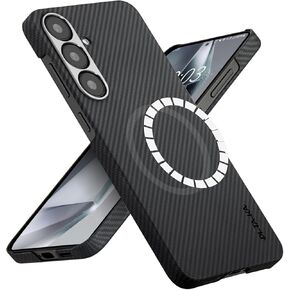 pitaka for S25 Case, 6.2 Inch, Compatible with MagSafe, Slim & Light Samsung Galaxy S25 Case, 600D Aramid Fiber Made [Ultra-Slim Case - Black/Gray]