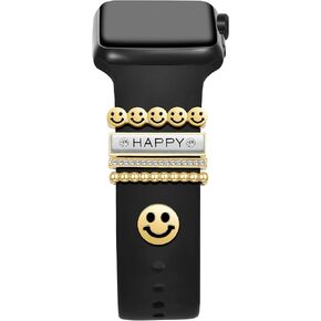 5pcs Rhinestone Watch Strap Charms Watchband Ring Loops Watch Band Decor Studs Decorative Charm For Apple iWatch Silicone Sport Band Smart Watch Silicone Watch Band Decoration Accessories (No Band)