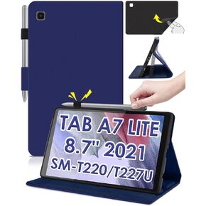 DETUOSI Leather Case for Samsung Galaxy Tab A7 Lite 8.7" 2021 (SM-T220/T225/T227U) with Pencil Holder, Soft Silicone Back, 2-Angle Viewing Lightweight Folio Flip Magnetic Closure Protective Book Cover