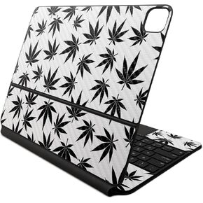 Carbon Fiber Skin Compatible with Apple Magic Keyboard for iPad Air 13-inch (M2) 2024 - Pot Leaves Black - Premium 3M Vinyl Protective Decal Cover - Easy to Apply | Crafted in The USA by MightySkins