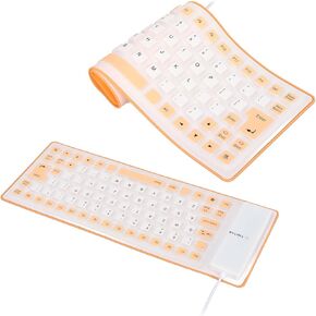 Silicone Keyboard, Foldable Flexible Keyboard USB Wired Gaming Keyboard, 85 Keys, Fully Sealed Design, Roll-up Silent Soft Keyboard, Waterproof, for PC Notebook Laptop()
