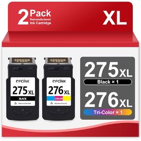 PG-275XL CL-276XL Compatible for Canon 275 and 276 Ink Cartridges PG-275 CL-276 275XL 276XL for Cannon Ink 275 276 for Canon PIXMA TR4700 TR4720 TR4722 TS3500 TS3522 TS3722 Printer