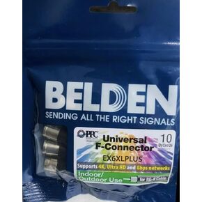 C.P. Company PPC EX6XLPLUS-10 Universal RG6 Coaxial Connector, 10 Pack
