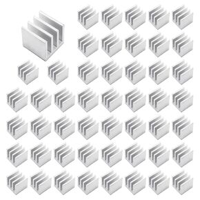 50pcs Aluminum Heatsink 10x10x10mm + Thermal Conductive Adhesive Tape Mini Small Heat Sinks for Cooling VRM GPU Stepper Driver Motor MOSFET Regulators