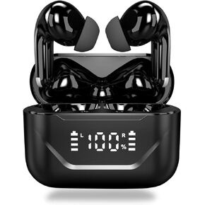 Wireless Earbuds, Bluetooth Headphones，Noise-canceling Headphones，42 Hours Playtime, 4-Mics Clear Call，,LED Display, Support Clear Mode，for Sports Running Workout Gaming