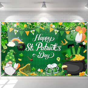 Avezano St. Patrick's Day Backdrop Happy St Patricks Day Decorations for Party Photography Shamrock Irish Lucky Party Banner for Home Classroom Party 70.8 x 43.3 Inch