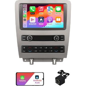 2+32G Android 12 Double Din Car Stereo for Ford Mustang 2010-2014 with 9 Inch Touchscreen Radio Built-in Wireless Carplay/Android Auto/GPS/Bluetooth/FM/AUX-in/SWC/Backup Camera with LCD AC Screen