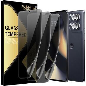 (3+2 Pack) for Motorola Moto Edge 2024 Privacy Screen Protector,3 Pack Screen Protector + 2 Pack Camera Protection,Flexible TPU Film(Not Tempered Glass) [3D Touch][Bubble-Free][Anti-Scratch]