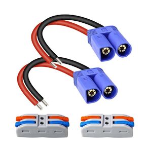 EC5 Male Connector Bare Leads Silicone Cable Wire 2-PCS with Cable Wire Connectors (8 Inches 14AWG)