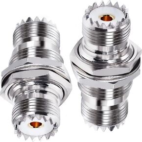 TUOLNK 2pcs SO239 UHF Female 4 Hole Connector, PL259 Chassis Mount Connector Flange Panel UHF RF Coax Adapter, UHF Female Plug PL259 Solder Cup Coaxial Connector