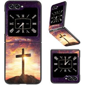 for Samsung Galaxy Z Flip 5 5G Case, Galaxy Z Flip 5 Case, Hard PC Shookproof Girls Women Durable Scratch-Resistant Phone Case for Samsung Z Flip 5 2023, Jesus Bible Cross Christian