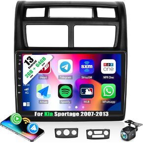 [2+64G] AMprime Android 13 Car Stereo for Kia Sportage 2007-2013 with Wireless Carplay&Android Auto,9 Inch Touch Screen Car Radio with Bluetooth FM/RDS HiFi WiFi GPS Dual USB+Backup Camera