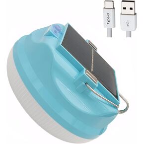 Multi-Functional Emergency LED Light Bulb with USB Charging, Capable to Recharge Mobile Devices , Ideal for Power Outage, Tent Camping, Fishing (Blue-Solar-R145mm)