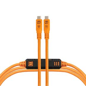 Tether Tools TetherPro Optima 10G USB Exclusive Data Transfer, 15’ (4.6M) Straight to Straight Cable - Orange