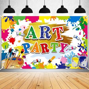 70x43inch Art Paint Party Birthday Backdrop Decorations Artist Theme Birthday Banner Supplies for Art Painting Party Wall Photography Background for Home Indoor Outdoor Art Party Decorations