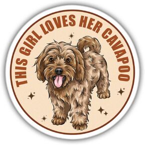 Dog Lover Sticker Cavapoo Girl Cool Vintage Retro for Dog Mom This Girl Loves Her Cavapoo Colors Vinyl Sticker, Weather-Resistant Sticker for Water Bottles, Laptop, Window, Car Size 5"