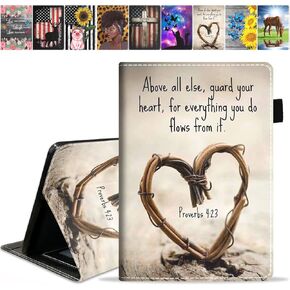 Case for Amazon Kindle Fire HD 8 & Fire HD 8 Plus Tablet (12th/10th Generation, 2022/2020 Release), Premium PU Leather Stand Cover with Smart Auto Wake, Bible Verse Proverbs 4:23