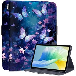 علبة لـ Samsung Galaxy Tab A7 Lite 8.7 بوصة ، PU متميزة و TPU الناعمة ، غطاء عرض متعدد الزوايا مع قفل مغناطيسي لجهاز Galaxy Tablet A7 Lite 8.7 "2021 (SM-T220/T225/T227) ، Blue Butterfly