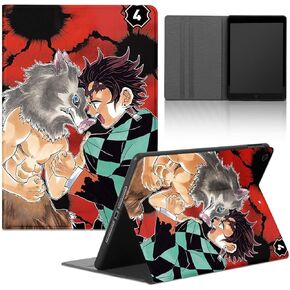 Anime Red Tablet Case for iPad 9th/8th/7th Gen Case 2021/2020/2019 10.2",Japanese Cool Manga Character Fun Comic Pattern Folio Leather Stand Cover,Soft TPU Protective Funda for Teens Girls Kids Boys