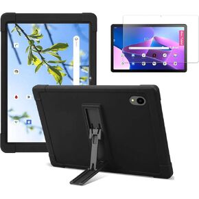 Onn 12.1" Tablet Pro Tempered Glass Screen Protector and Case Cover for Kids - Black + Glass Film